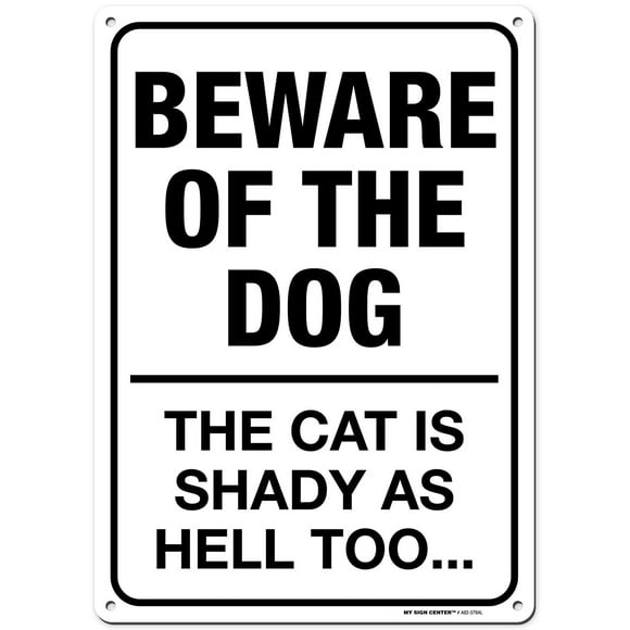 Beware of The Dog The Cat is Shady as Hell Also Metal Signs 12 x 8 in JP's Parcels Tin Sign Home Wall Décor 
